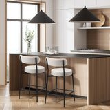 Oikiture 2x Bar Stools Polyester Linen Fabric Beige