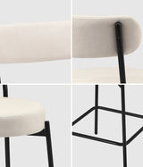 Oikiture 2x Bar Stools Polyester Linen Fabric Beige