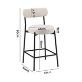 Oikiture 4x Bar Stools Polyester Linen Fabric Beige - Front View