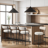 Oikiture 4x Bar Stools Polyester Linen Fabric Beige - Side View