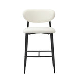 Oikiture 2x Bar Stools Boucle Fabric Black and White