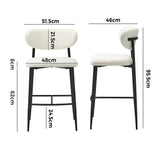 Oikiture 2x Bar Stools Boucle Fabric Black and White