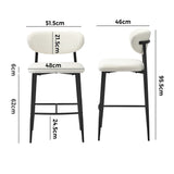 Oikiture 2x Bar Stools Boucle Fabric Black and White - Top-Down View