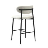 Oikiture 2x Bar Stools Boucle Fabric Black and White - Rear View