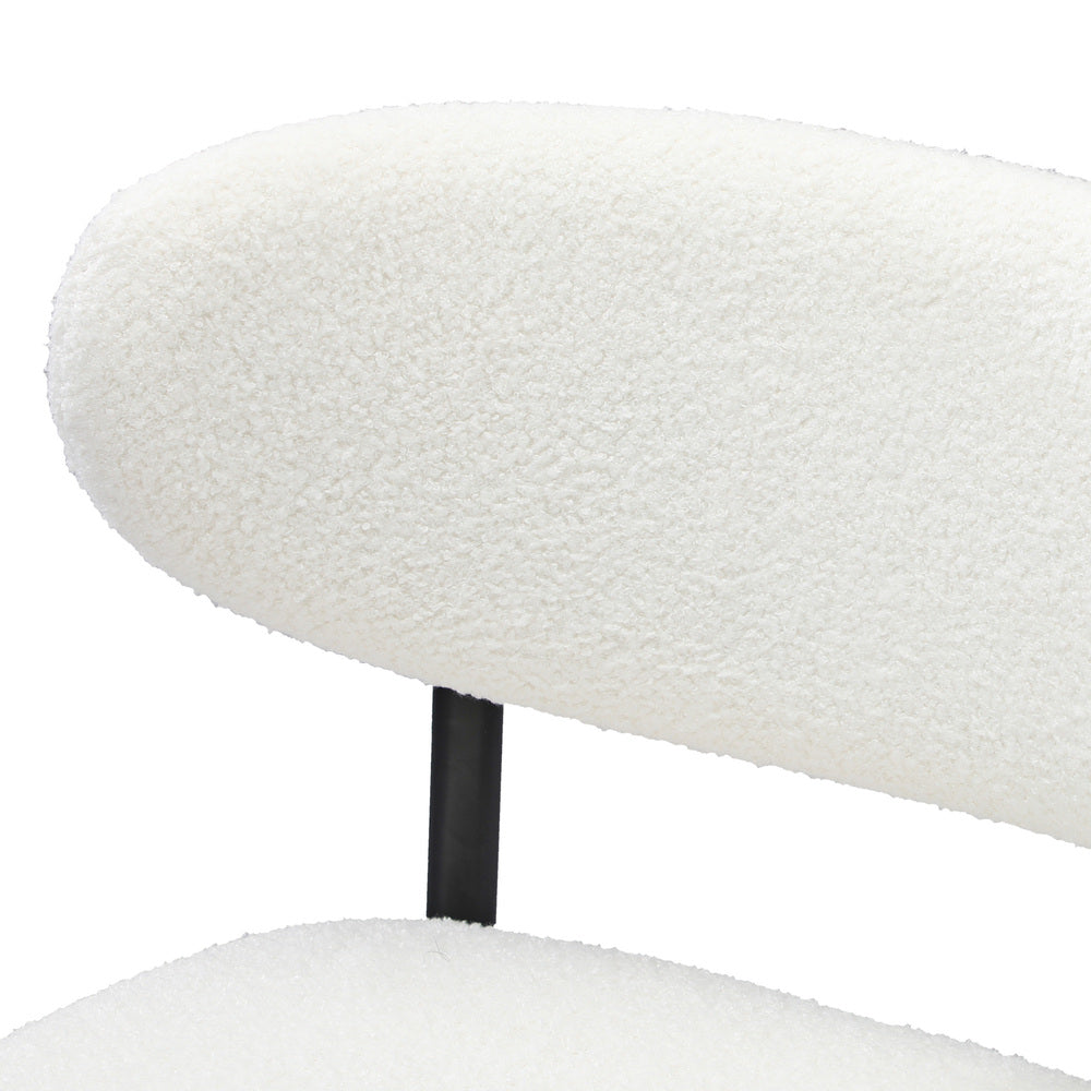 Oikiture 2x Bar Stools Boucle Fabric Black and White