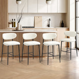 Oikiture 4x Bar Stools Boucle Fabric Black and White - Top-Down View