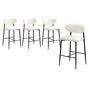 Oikiture 4x Bar Stools Boucle Fabric Black and White