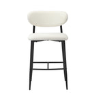 Oikiture 4x Bar Stools Boucle Fabric Black and White, image 3