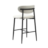 Oikiture 4x Bar Stools Boucle Fabric Black and White - Rear View