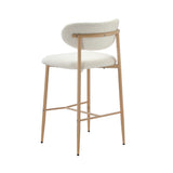 Oikiture 2x Bar Stools Boucle Fabric Natural White