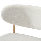 Oikiture 2x Bar Stools Boucle Fabric Natural White - Side View