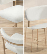 Oikiture 2x Bar Stools Boucle Fabric Natural White - Top-Down View