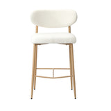 Oikiture 4x Bar Stools Boucle Fabric Natural White - Low Angle