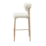 Oikiture 4x Bar Stools Boucle Fabric Natural White - Top-Down View