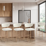 Oikiture 4x Bar Stools Boucle Fabric Natural White - Extra Image