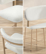 Oikiture 4x Bar Stools Boucle Fabric Natural White - Rear View