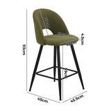 Oikiture 2x Bar Stools Kitchen Counter Stool Boucle Green HORN - Extra Image
