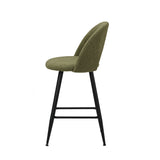 Oikiture 2x Bar Stools Kitchen Counter Stool Boucle Green HORN - Side View