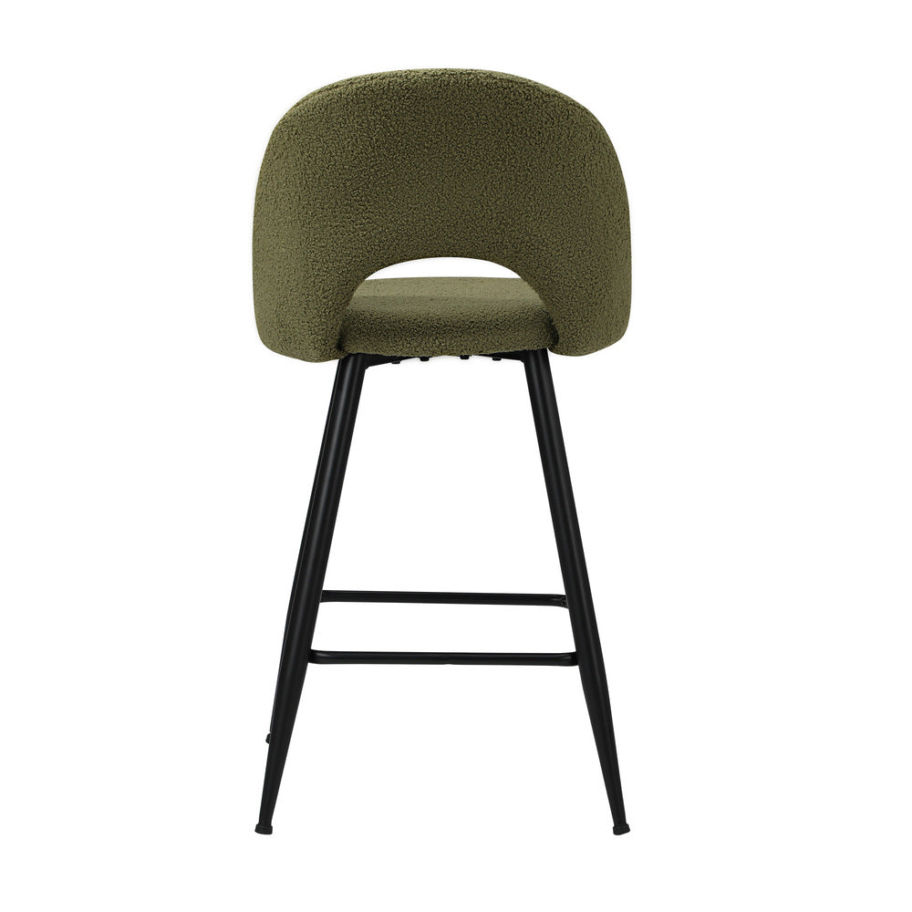 Oikiture 2x Bar Stools Kitchen Counter Stool Boucle Green HORN