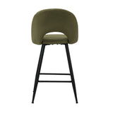 Oikiture 2x Bar Stools Kitchen Counter Stool Boucle Green HORN - Close-Up Angle