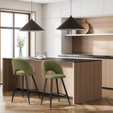 Oikiture 2x Bar Stools Kitchen Counter Stool Boucle Green HORN