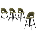 Oikiture 4x Bar Stools Kitchen Counter Stool Boucle Green HORN