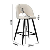 Oikiture 2x Bar Stools Kitchen Counter Stool Boucle White HORN