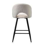 Oikiture 2x Bar Stools Kitchen Counter Stool Boucle White HORN