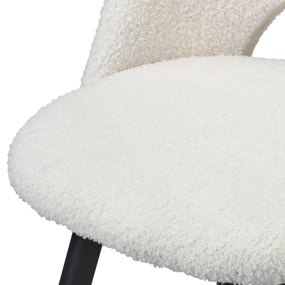 Oikiture 2x Bar Stools Kitchen Counter Stool Boucle White HORN