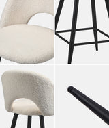 Oikiture 2x Bar Stools Kitchen Counter Stool Boucle White HORN