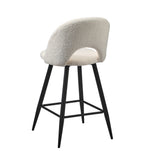Oikiture 4x Bar Stools Kitchen Counter Stool Boucle White HORN