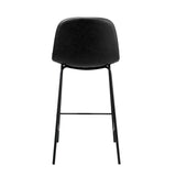 Oikiture 2x Bar Stools Kitchen Dining Chair PU Leather Black - Low Angle