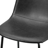 Oikiture 2x Bar Stools Kitchen Dining Chair PU Leather Black - Front View