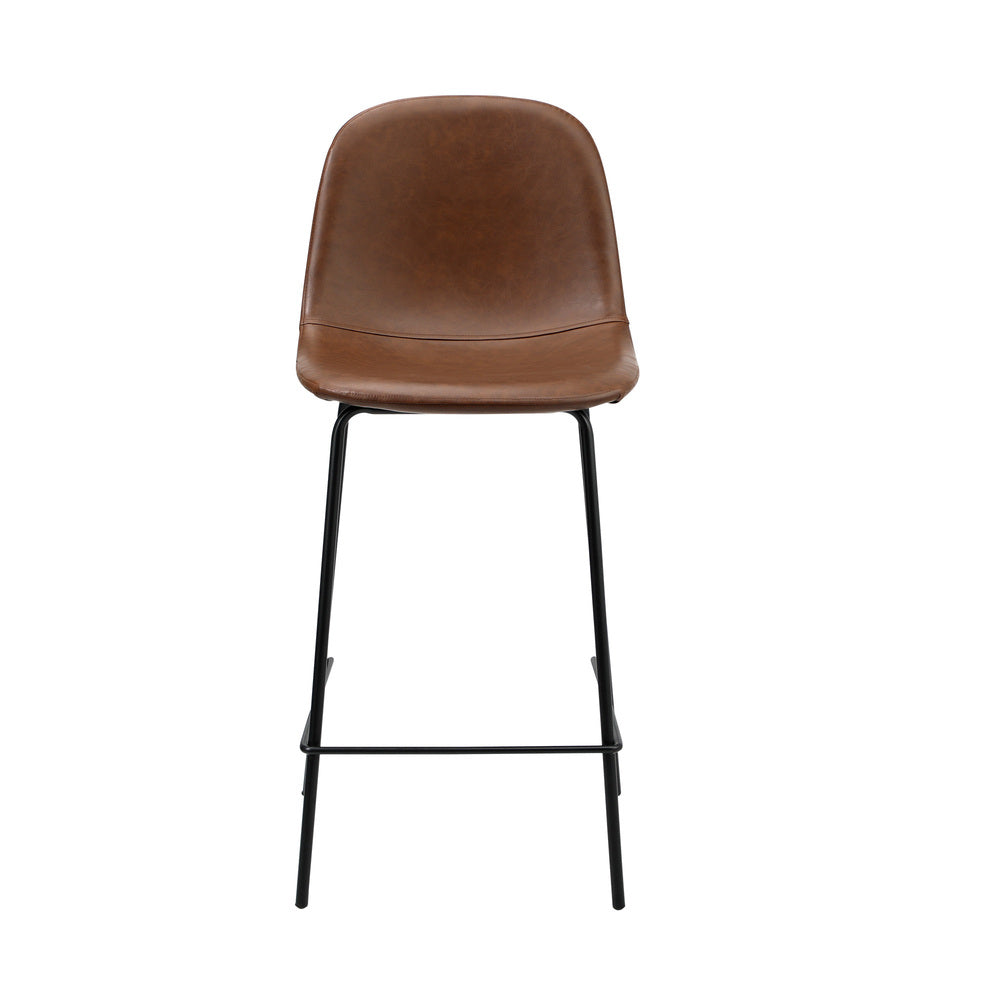 Oikiture 4x Bar Stools Kitchen Dining Chair PU Leather Brown