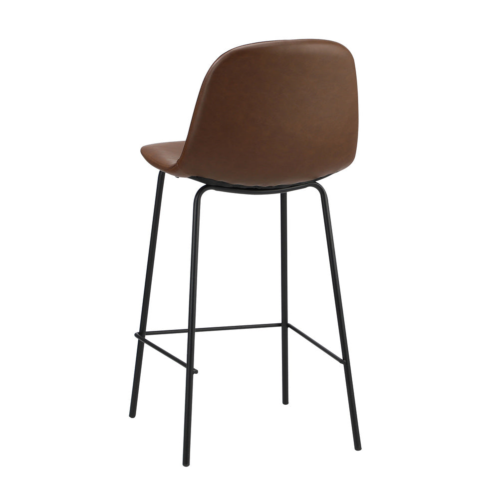 Oikiture 4x Bar Stools Kitchen Dining Chair PU Leather Brown