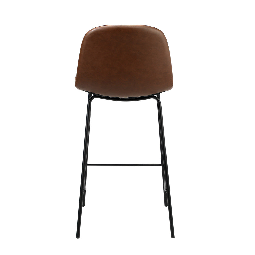 Oikiture 4x Bar Stools Kitchen Dining Chair PU Leather Brown
