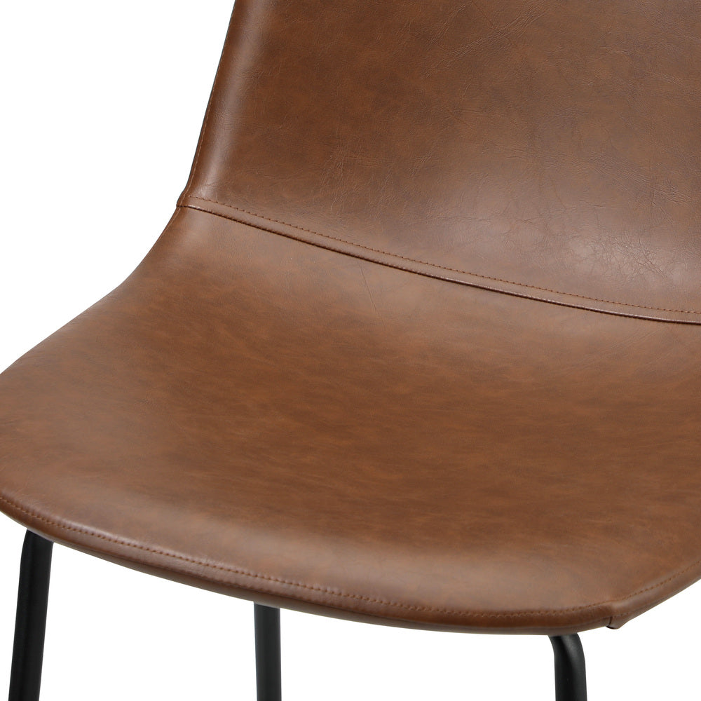 Oikiture 4x Bar Stools Kitchen Dining Chair PU Leather Brown