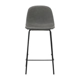 Oikiture 2x Bar Stools Kitchen Dining Chair PU Leather Grey