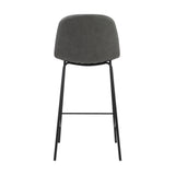 Oikiture 2x Bar Stools Kitchen Dining Chair PU Leather Grey