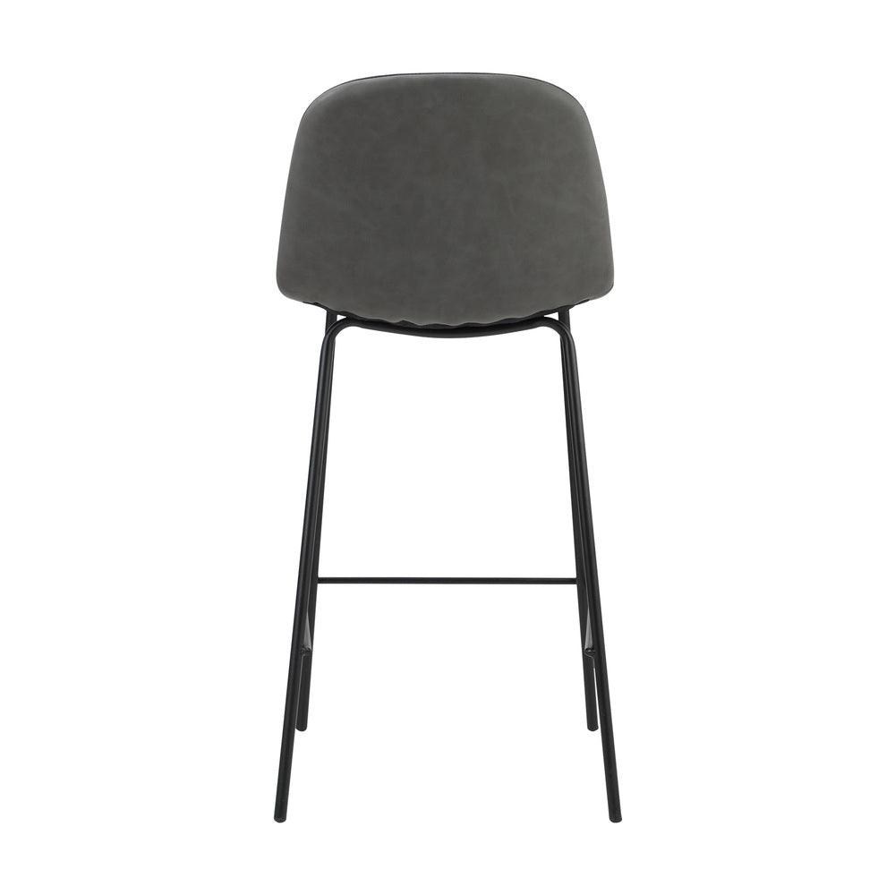 Oikiture 2x Bar Stools Kitchen Dining Chair PU Leather Grey