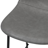 Oikiture 2x Bar Stools Kitchen Dining Chair PU Leather Grey - Front View
