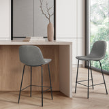 Oikiture 2x Bar Stools Kitchen Dining Chair PU Leather Grey