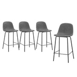 Oikiture 4x Bar Stools Kitchen Dining Chair PU Leather Grey