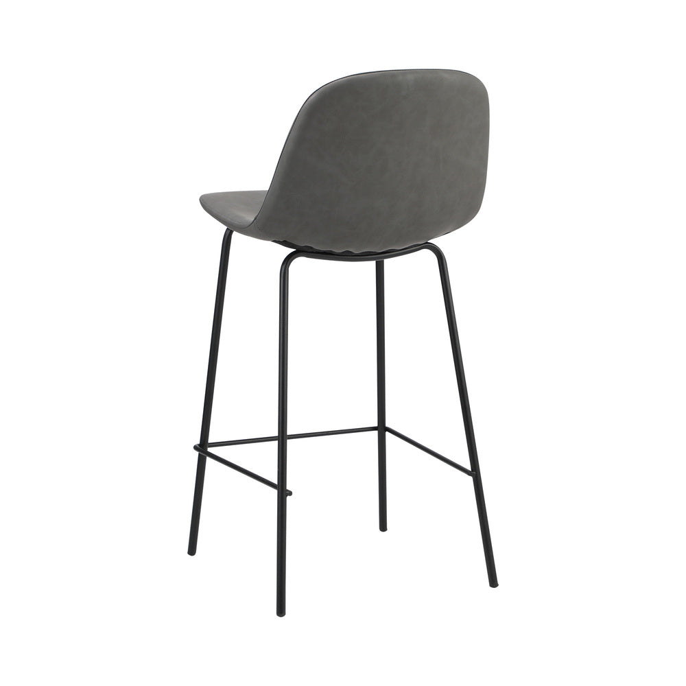 Oikiture 4x Bar Stools Kitchen Dining Chair PU Leather Grey