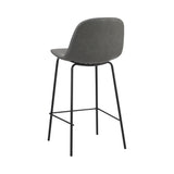 Oikiture 4x Bar Stools Kitchen Dining Chair PU Leather Grey - Rear View