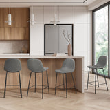 Oikiture 4x Bar Stools Kitchen Dining Chair PU Leather Grey