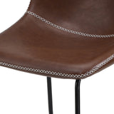 Oikiture 4X Bar Stools Leather Padded Stool Brown - Side View