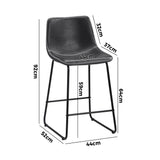 Oikiture 2x Bar Stools Steel Stool Modern Grey - Close-Up Angle