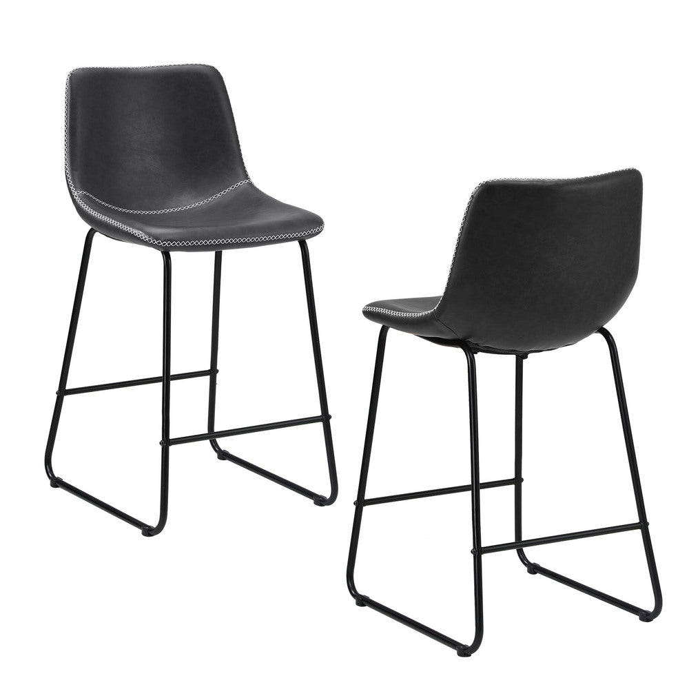 Oikiture 2x Bar Stools Steel Stool Modern Grey