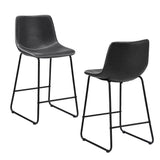 Oikiture 2x Bar Stools Steel Stool Modern Grey - 45-Degree Angle